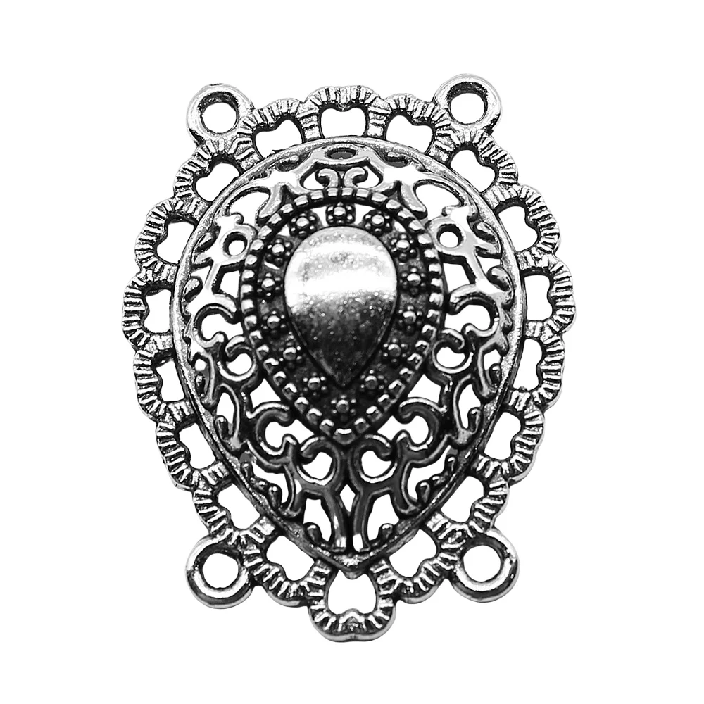 

4pcs Body Chain Flower Porous Connectors Charms Jewelry Finding Making Accessoreis Antique Silver Color 31x39mm