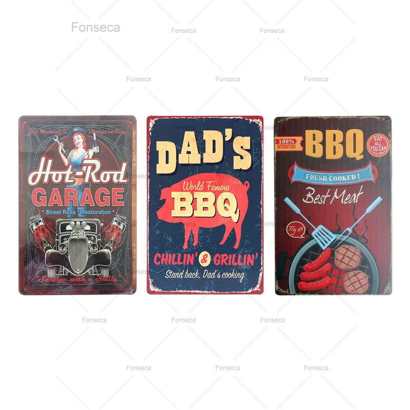 DAD'S BBQ табличка винтажная металлическая жестяная вывеска для дома бара паба