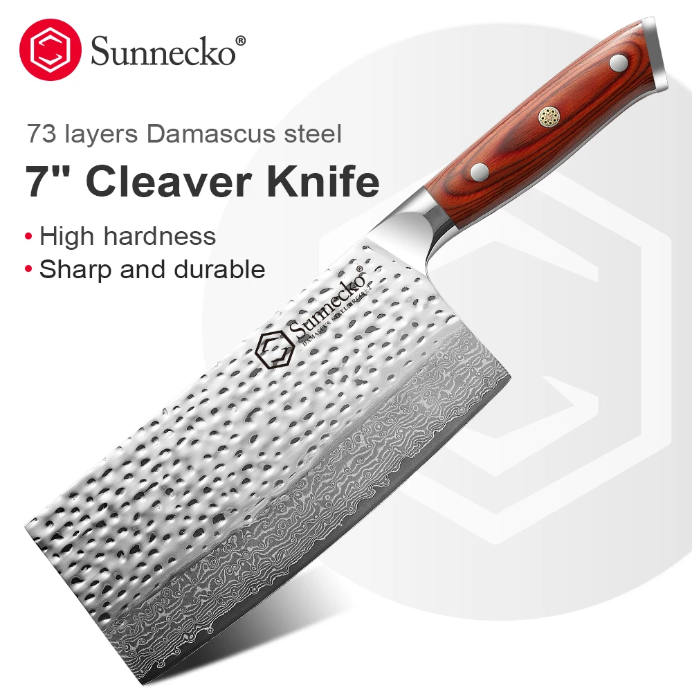 

Sunnecko 7 "Кливер нож дамасская сталь овощной резки бритва острое лезвие японский VG10 стальной сердечник кухонные ножи деревянная ручка