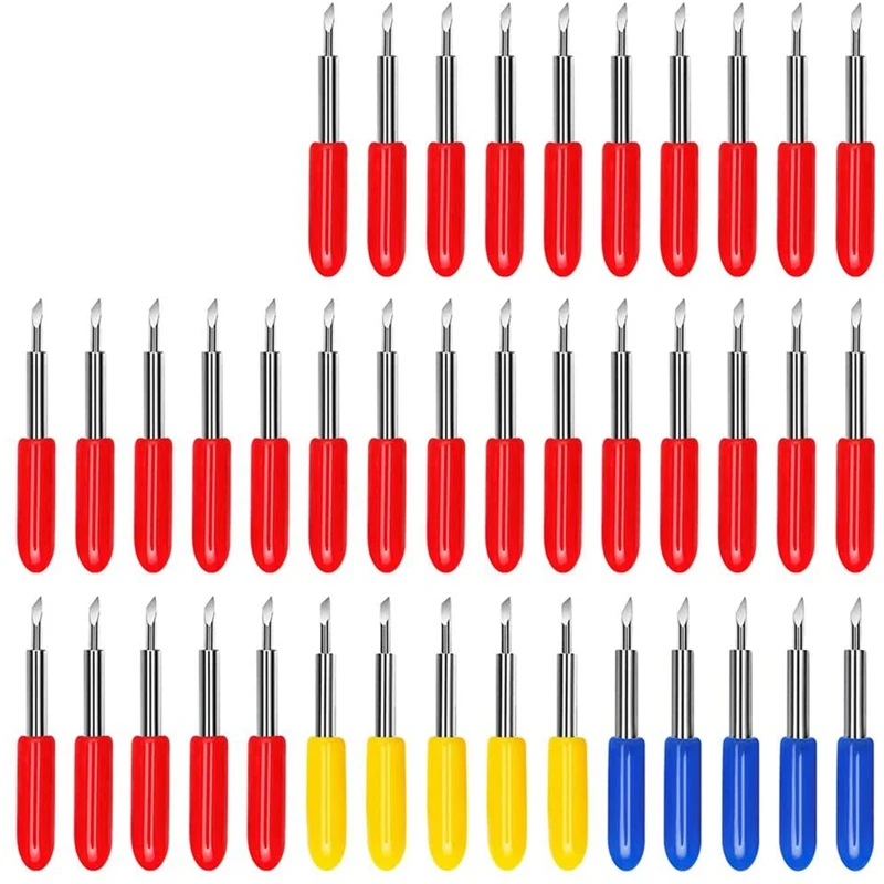 

40Pcs Blades Vinyl Cutting Machines - 30/45/60 Degree Tungsten Steel Roland Plotter Cutting Replacement Blades