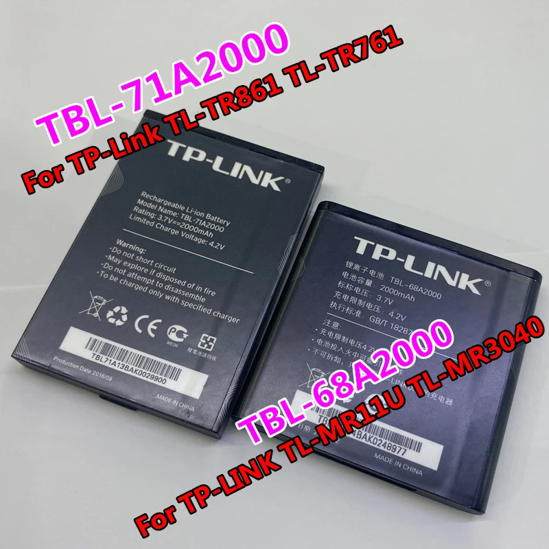 

Original New For TP-LINK M5350 Battery 2000mAh 3.7V TBL-71A2000 TL-TR861 761 M5350 M7300 4G / TL-MR11U TL-MR3040 Wifi Batteries