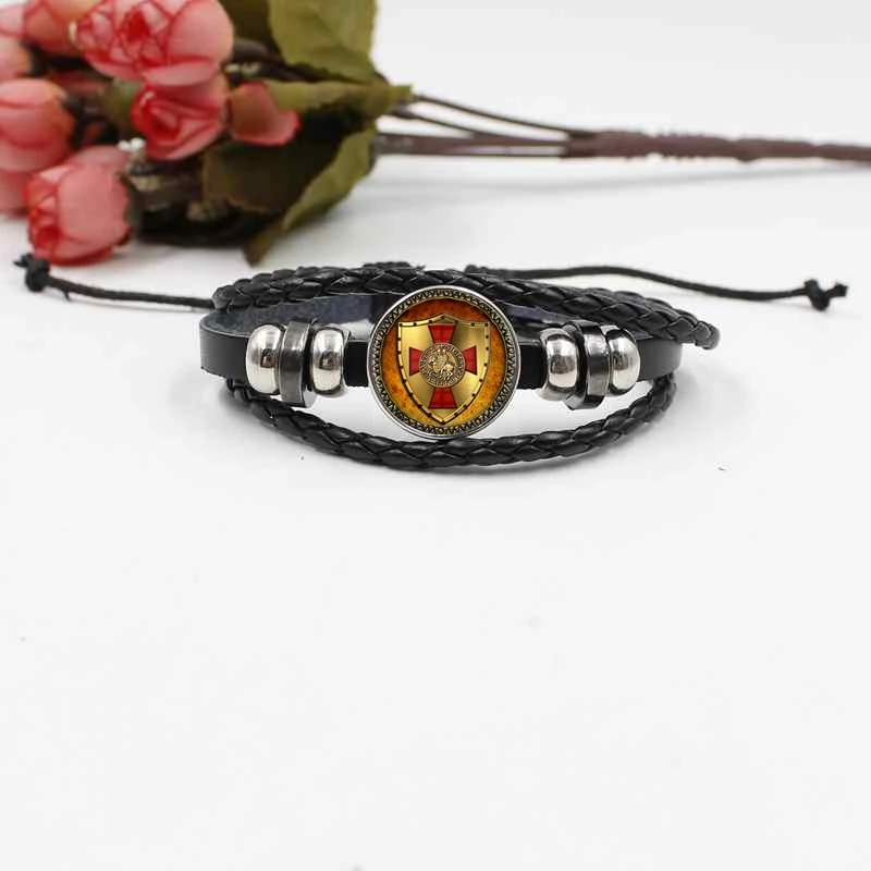 Модный плетеный кожаный браслет с кристаллами темплар Мужские Подарочные