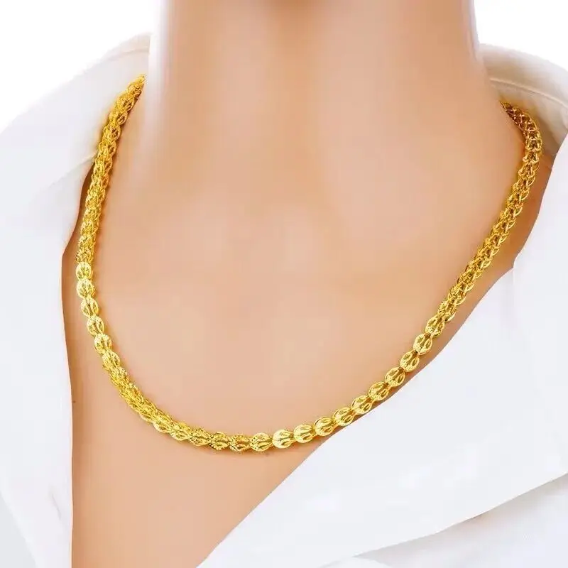 

Feather Curb Link Chain Necklace 18K Gold Fashion Women's Choker Necklace 19.68"