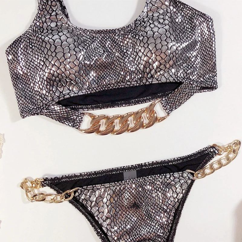 

Storyever Women's Swimwear Summer Beach Feminine Bikini Set Serpentine Hollow Out Patchwork Split Swimsuit