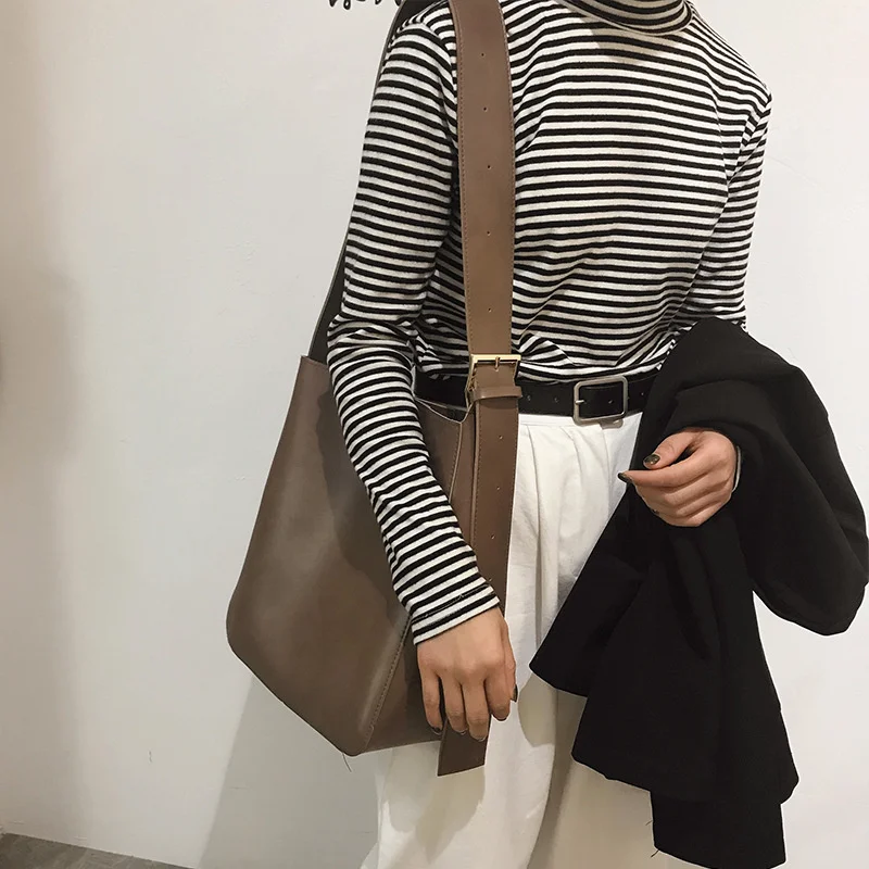

version East Gate same simple mother and son bag wide shoulder strap bucket women's bag Single Shoulder Bag