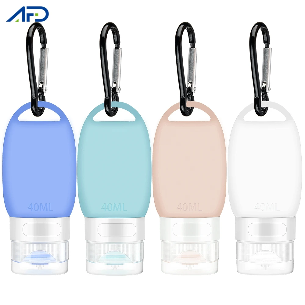 4 шт./компл. 40 мл силиконовые бутылки для путешествий с кольцом ключей пустая