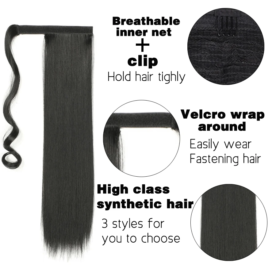 Synthetic 20 Inch Afro Ponytail Extensions Heat Resistant Natural Hair Extension For Women Wrap Around Clip | Шиньоны и парики