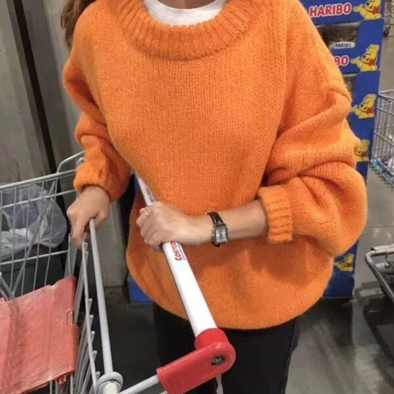 

Paris Girl Sweater Women Autumn Winter Solid O Neck Pullover Sweaters Korean Style Knitted Long Sleeve Jumpers Casual Tops