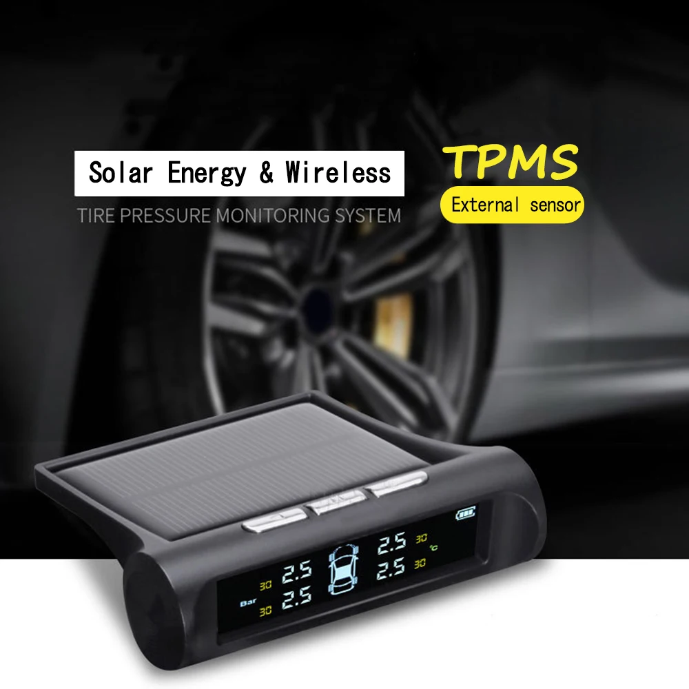 Система контроля давления в шинах TPMS с солнечной зарядкой или USB цифровой ЖК