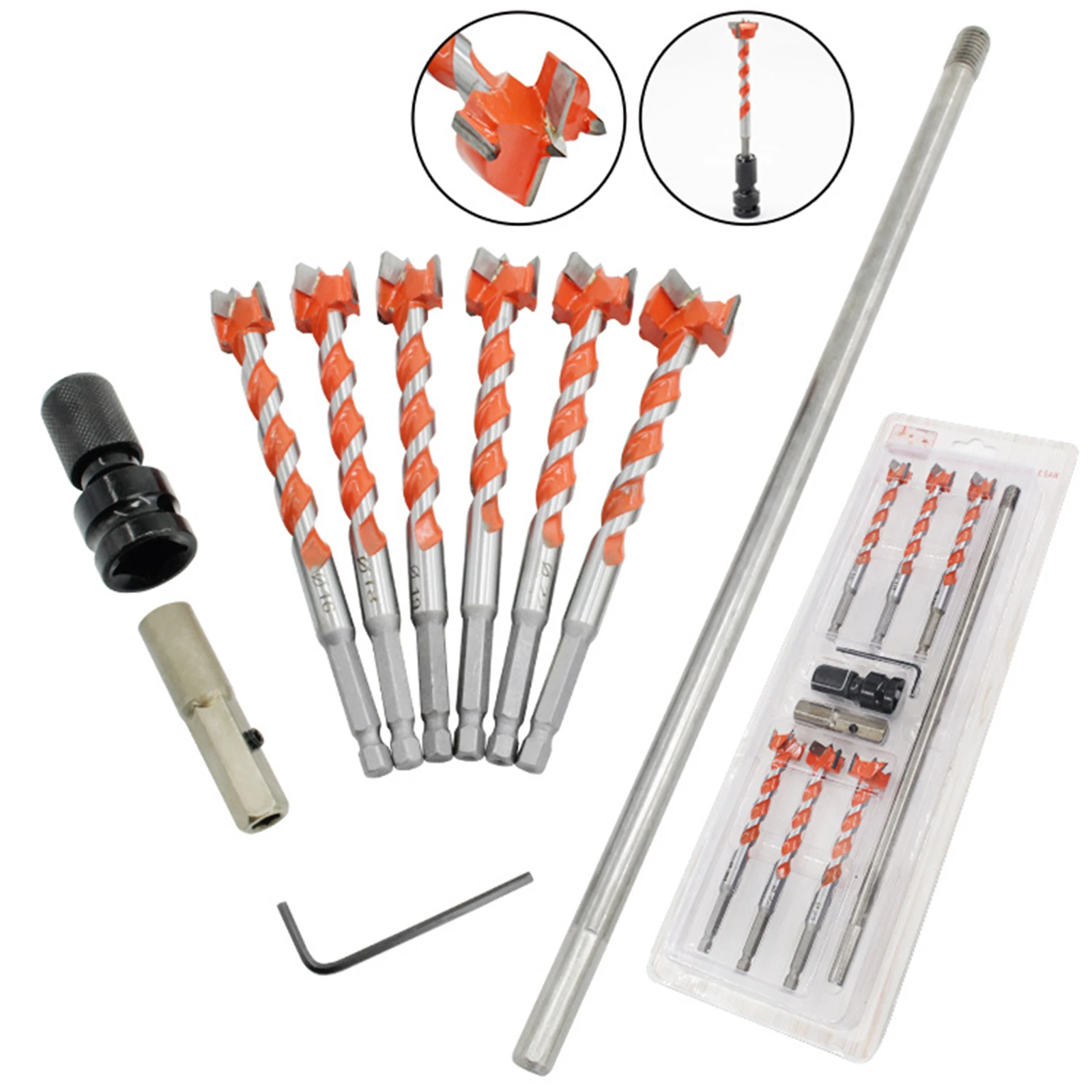 

Сверла по дереву Forstner, 16-25 мм, набор удлиненных шестигранных сверл