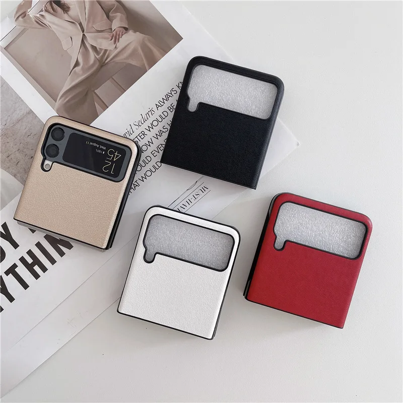 

Однотонный Плетеный чехол из простого кожи для Samsung Galaxy Z Flip 3, противоударные роскошные чехлы из поликарбоната для Flip3