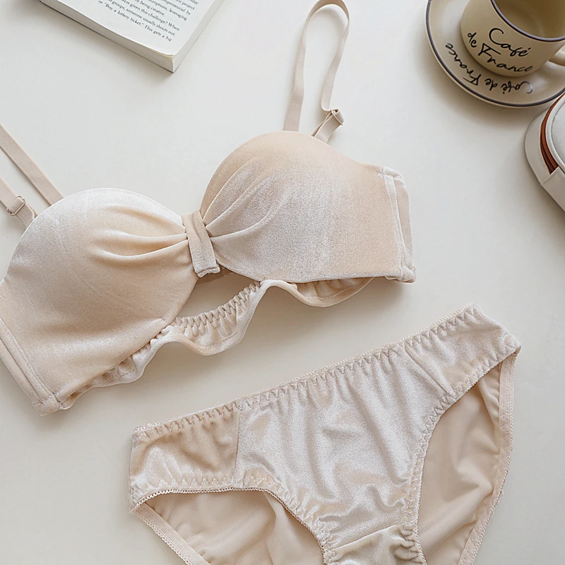 

Светильник кий роскошный бархатный бюстгальтер с трусиками, собранное нижнее белье без стальных колец, Привлекательный комплект с бюстгал...