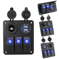 23 gang toggle switch panel 2 usb outlet combination 1224v car digital voltmeter blue led circuit control interior for boat rv