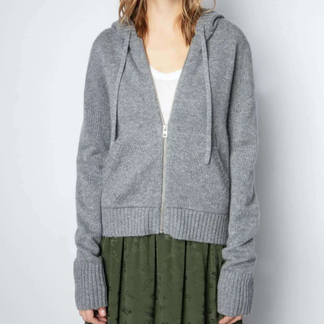 

Sweater Autumn Women / Winter Camouflage Skull Hot Bead Design Hooded Zipper 100% Cashmere Knit Cardigan