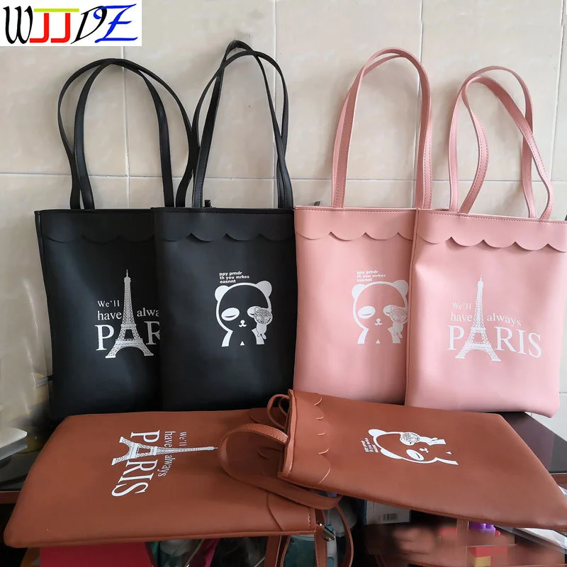 

Women PU leather Shoulder Bag Reusable Shopping Bags Handbag Casual Tote Bags Ladies Large Capacity Shopper Eco Bags WJJDZ