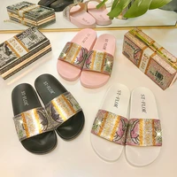 2021 summer european and american foreign trade fashion dollar rhinestone flat sandals and slippers female outer wear slipper