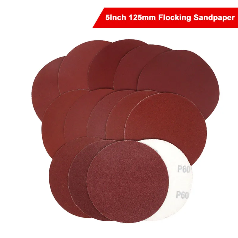 

5 Inch 125mm Flocking Sandpaper Dry Sanding Disc 40-2000 Grit Loop And Hook Sanding Disc Abrasive Tools