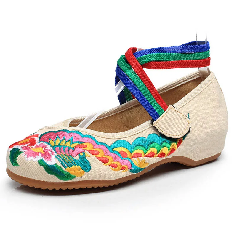 Туфли женские тканевые с вышивкой удобная повседневная обувь в китайском стиле