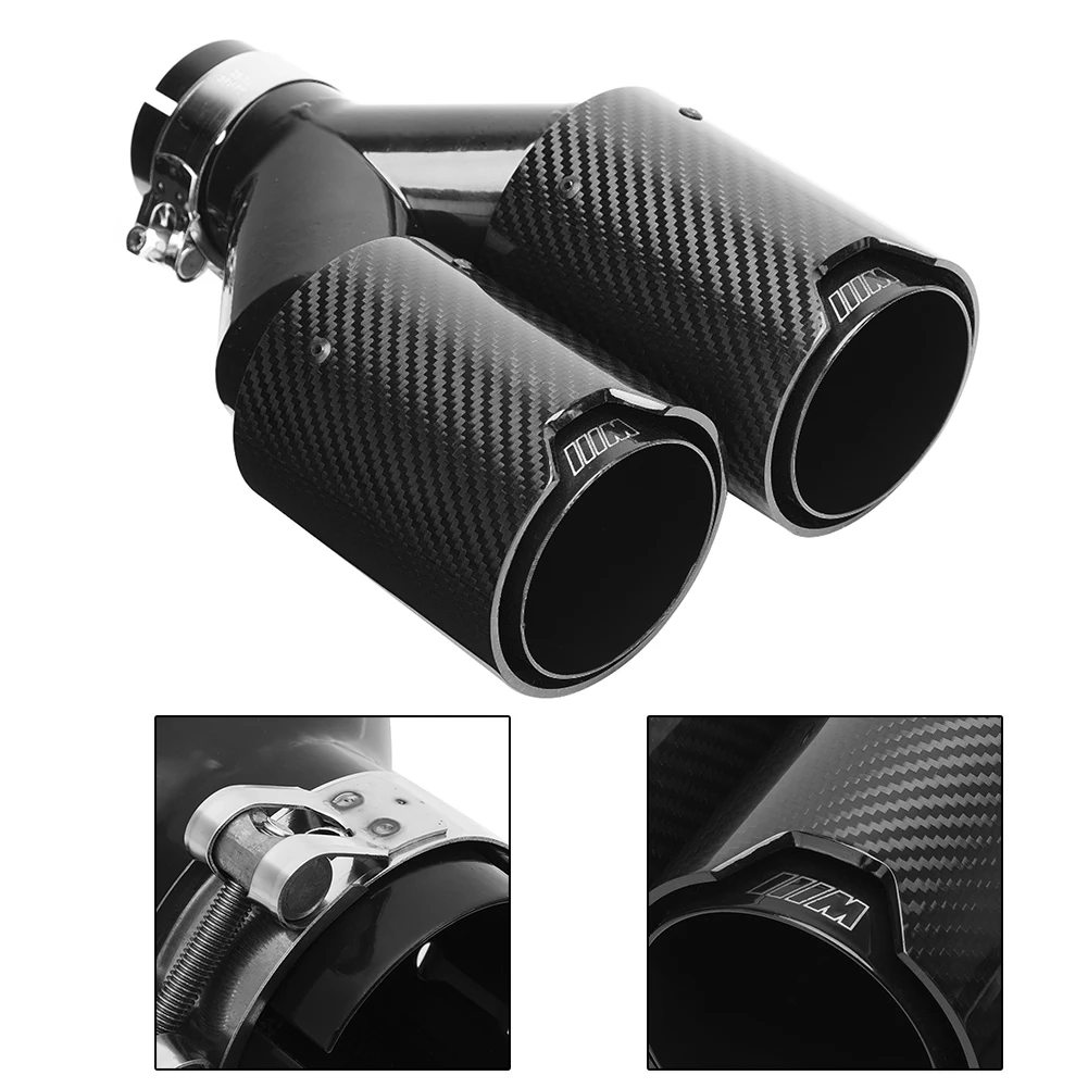 

Автомобильная двойная выхлопная труба из углеродного волокна, задний наконечник м, хвостовая горловина, универсальная 63-93 мм, левая сторона