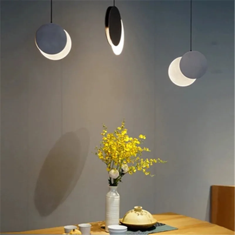 Nordic Moon Eclipse Design Bedroom Bedside Led Chandelier Creative Art Circle Living Room Restaurant Study Kitchen Lights | Лампы и