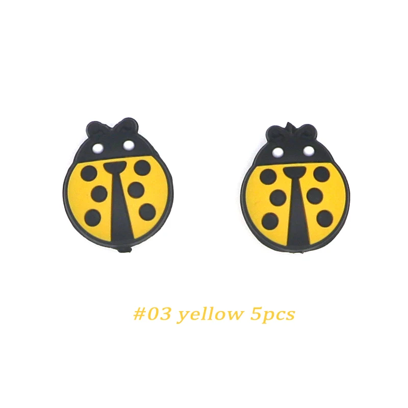 yellow 5pcs Kovict 5/10 шт 27 мм милые Мини Божья коровка силиконовые бусины животные Детские Прорезыватели для зубов бусины для DIY ожерелье аксессуары игрушки - Цвет: yellow 5pcs