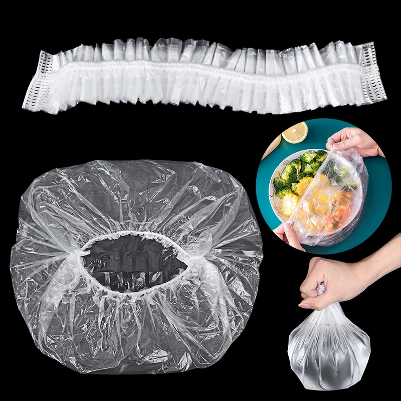 

20/100pcs Disposable Food Cover kithchen Refrigerator fruit food Stretch Leftovers protection flim Dustproof Bowls Cups Caps bag
