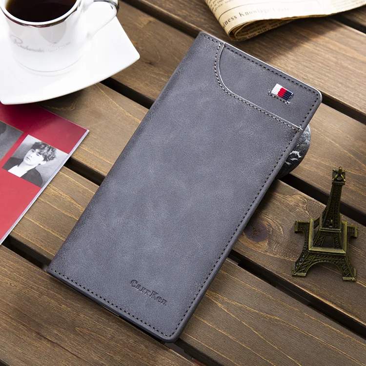 Men's Wallet Long Section of the New European And American Retro Oil Wax Leather Ultra-Thin Multiple Card Slots Foreign Trade | Багаж и