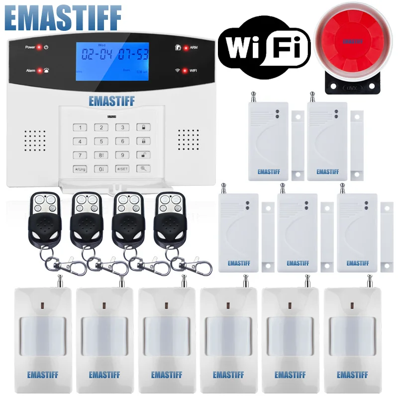 IOS Android приложение проводной беспроводной домашней безопасности ЖК PSTN wifi GSM сигнализация домофон пульт дистанционного управления Автонабор сирена датчик комплект