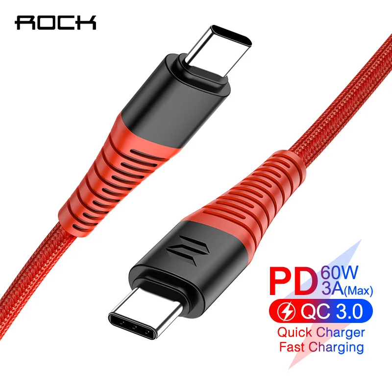 Кабель Rock type C To быстрое зарядное устройство PD QC 3 0 Быстрая зарядка USB type-C кабель