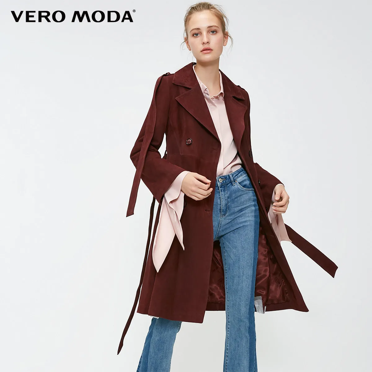 Bitter chocolate Vero Moda Новая женская кожаная куртка на пуговицах, на шнуровке, из овчины, с лацканами | 318310545 - Цвет: Bitter chocolate