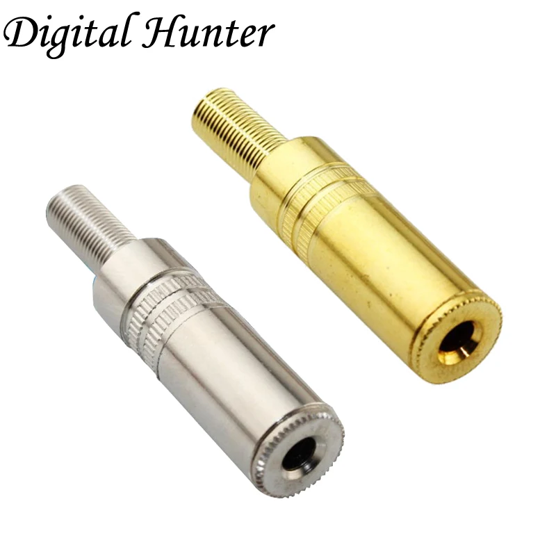 Позолоченный никелированный 3 5 мм разъем стерео Встроенный адаптер для пайки |