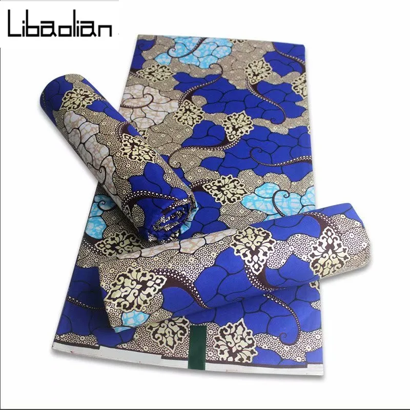 

Hot Sale African Wax Prints Fabric Golden For Sewing Dress High Quality 100% Cotton Tissu African Ankara Real Wax Women Style F2