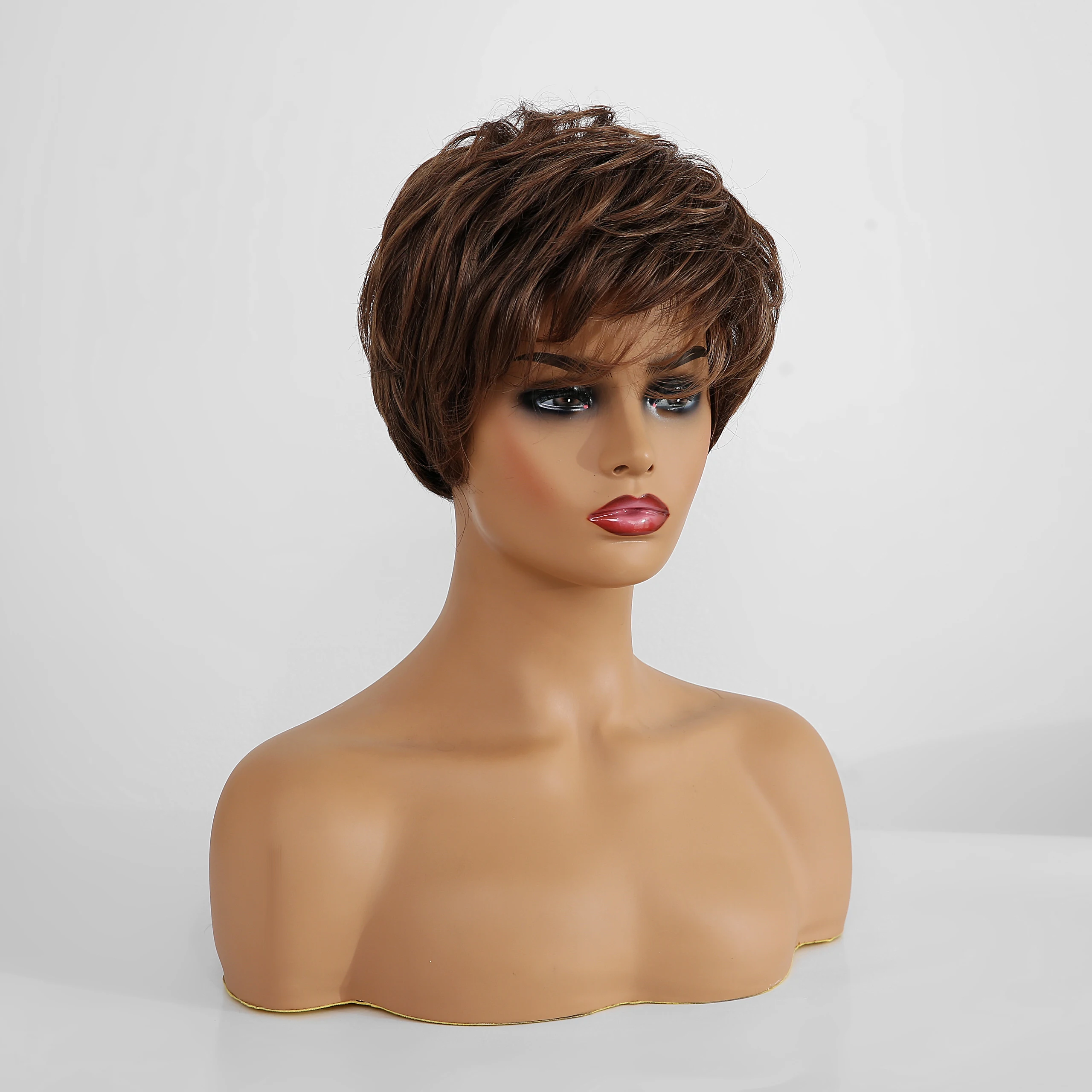 Крошечная Лана короткие прямые человеческие волосы парики смешанные