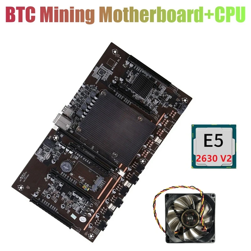 

NEW-X79 H61 BTC Miner Motherboard LGA 2011 DDR3 Support 3060 3070 3080 Graphics Card with E5 2630 V2 CPU and Cooling Fan