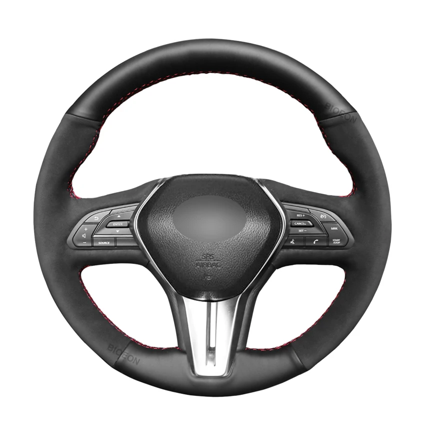 

Ручной работы DIY черная замша из искусственной кожи чехол рулевого колеса автомобиля для Infiniti Q50 QX50 2018-2019 Q60 2016 2017 2018