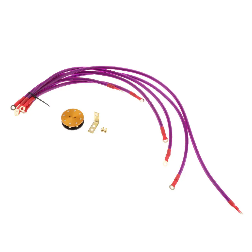 

Car Ground Wire,Universal 6-Point Auto Car Earth Cable System Ground Grounding Wire Kit, Purple