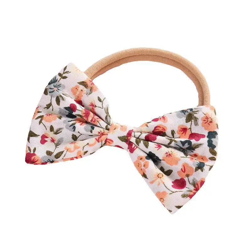 

2021 Hot Sale Pastoral Style Floral Bow Children Headband Cotton Girls Hairband Fashion Hair Bind Cord Hair Rope