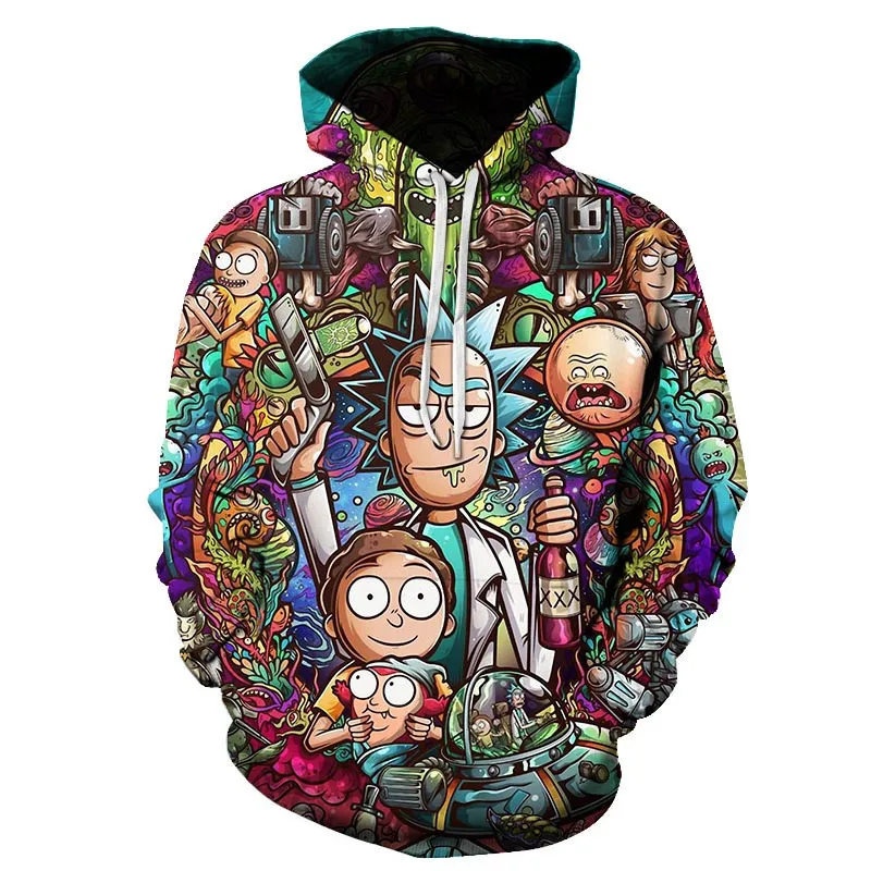 Новинка 2020 толстовка с капюшоном Rick Morty 3d принтом Мужской и Женский пуловер |