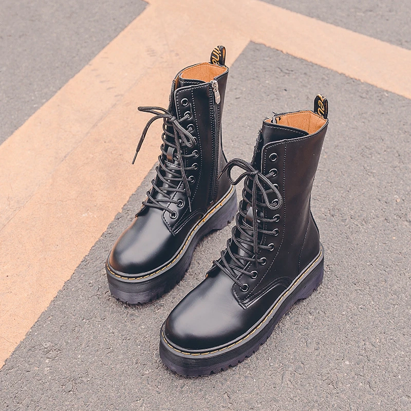 

Women martin boots high quality autumn winter ankle boot thick bottom warm platform shoes lace-up women boots