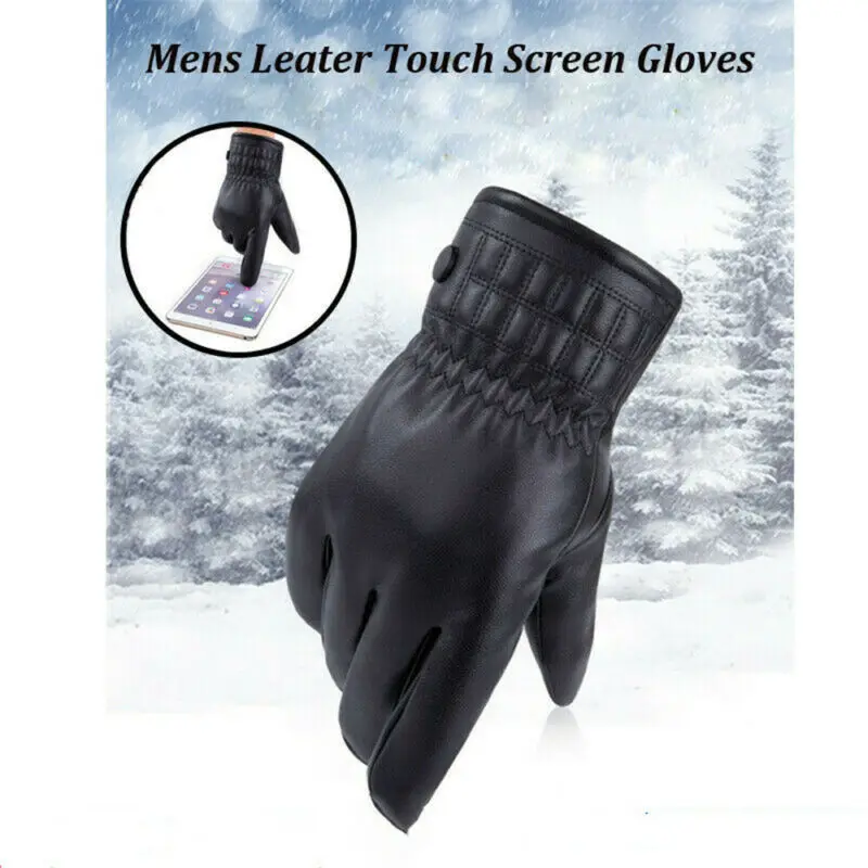 Мужские зимние классические одноцветные Мотоциклетные Перчатки из