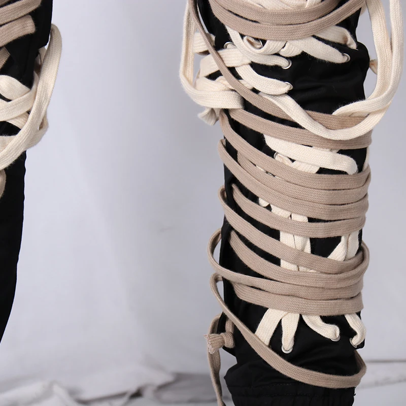 CHICEVER Patchwork Bandage Pant For Women High Waist Cross Streetwear Hit Color Asymmetric Harem Pants 2020 Fashion Clothes Tide