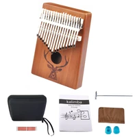 hot 17 key kalimba finger thumb piano wood mbira keyborad instrument with carry bag sheet music tuning hammer stickers