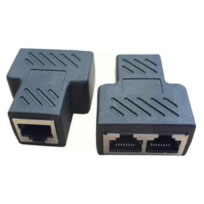 

2 Ports Rj 45 Network Cable Splitter Connector 8p8c Adapter Lan Cat6 Cat5 Ethernet T9y5