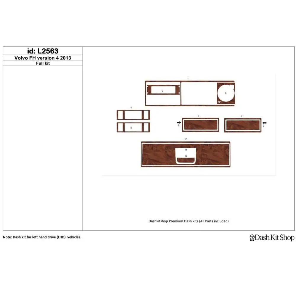 Накладки для панели салона Volvo FH version 4 2013. Комплект L2563.|Наклейки авто| |