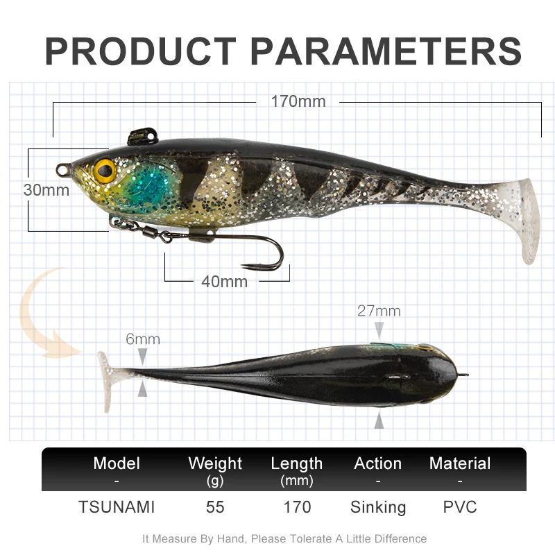 Kingdom High Quality Sinking Soft Baits Swim Shad Fishing Lures 170mm 55g Sensitive T-tail Good Action Saltwater Swimbait Bass
