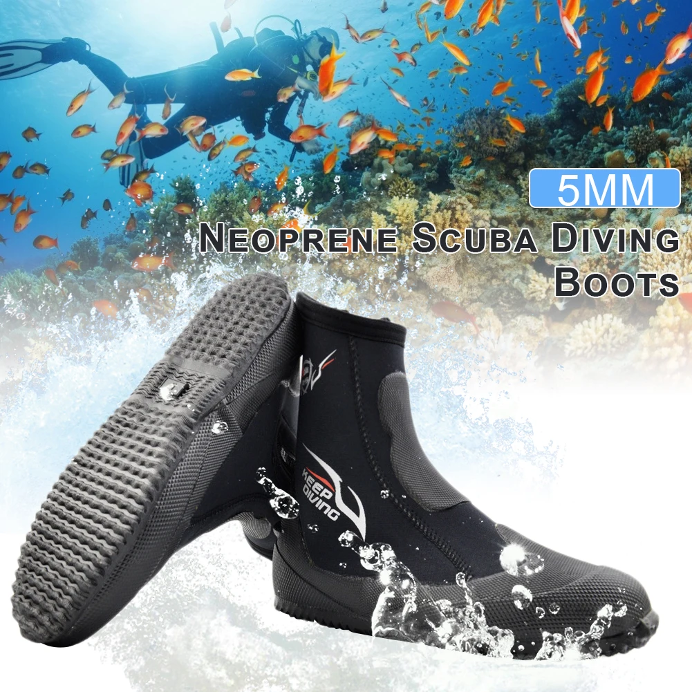 

5 мм неопрена подводное плавание пинетки с высоким вырезом гидрокостюм на молнии ботинки для погружения под воду для рыбалки подводный обув...