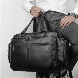 Сумка-мессенджер Luufan Мужская, из мягкой натуральной кожи, для ноутбука, многофункциональная, Черная