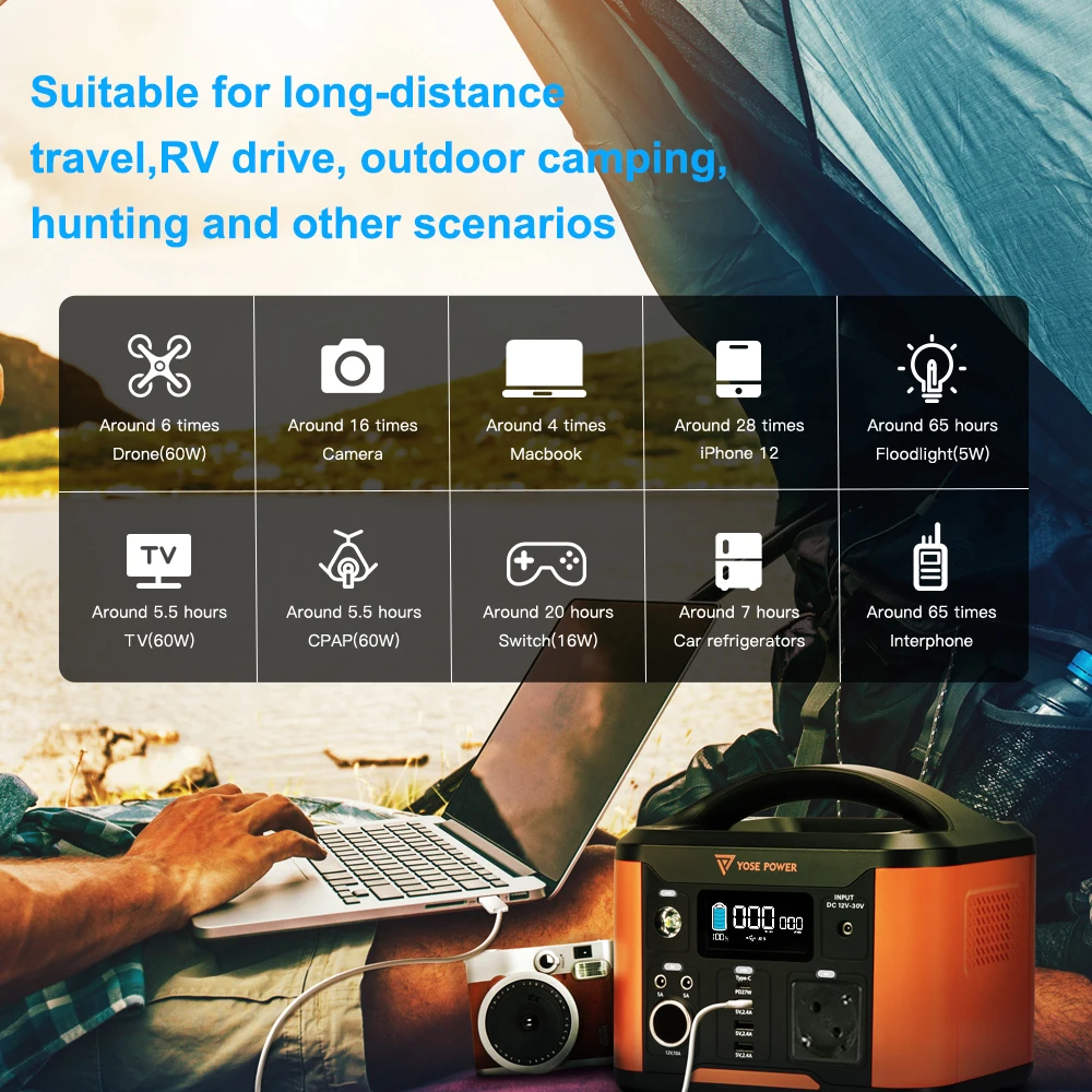 Portable power station lithium-ion battery 108000mAh Outdoor Energy Power Supply Yose power 230V AC Output Solar panels charger