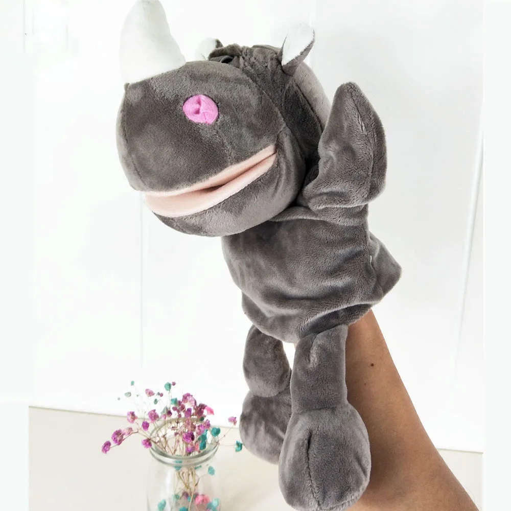 

Grey Rhinoceros hand puppet children plush toy Rhinoceros kindergarten hand puppet birthday gift baby kid stuffed toy