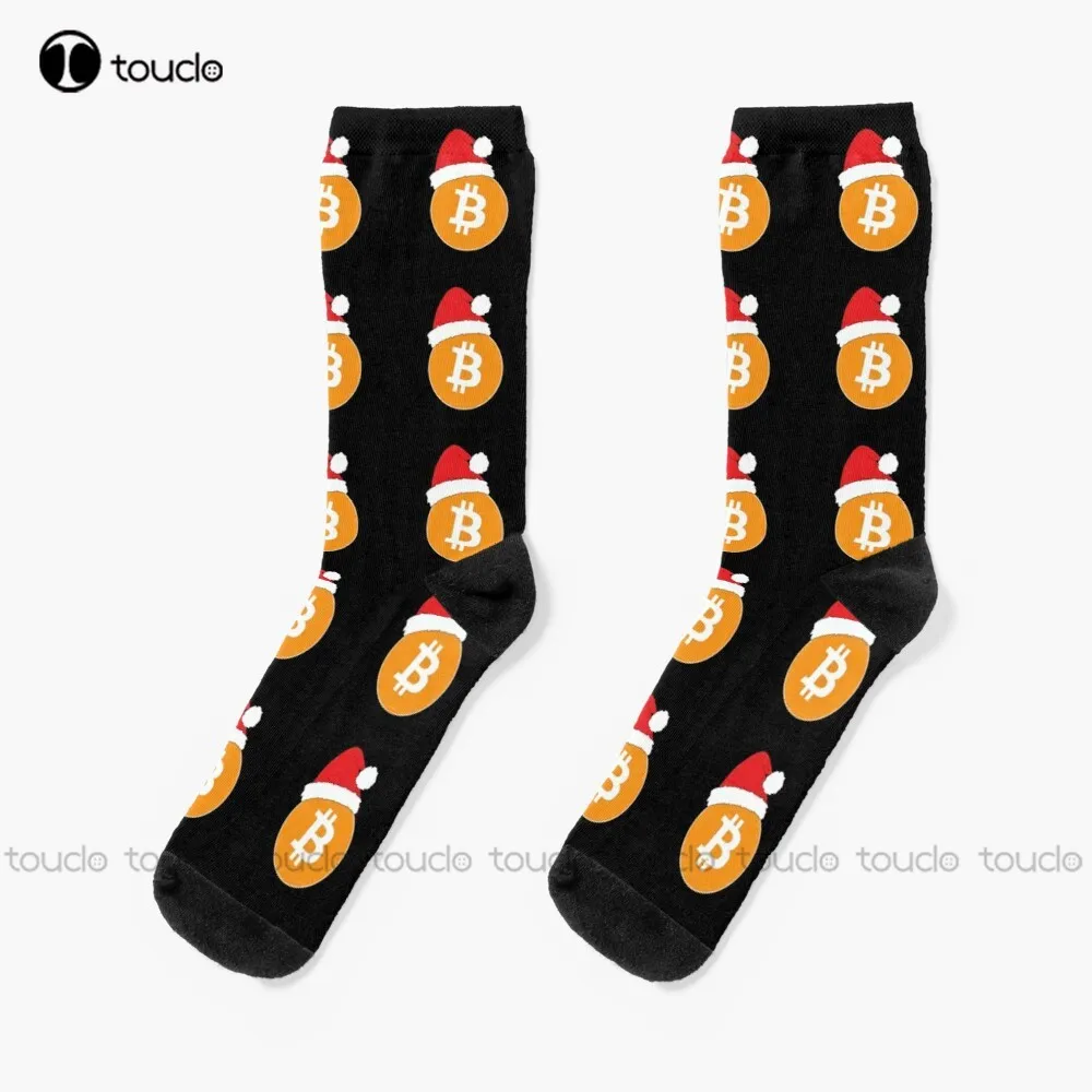 Christmas Bitcoin  Socks Unisex Adult Teen Youth Socks Personalized Custom 360° Digital Print Hd High Quality  Christmas Gift